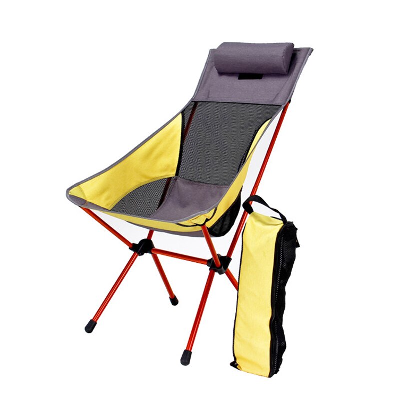 Folding Portable Moon ChairPillow Fishing Camping Extended Hiking Seat Long Beach Chair Light Contrast Color Furniture